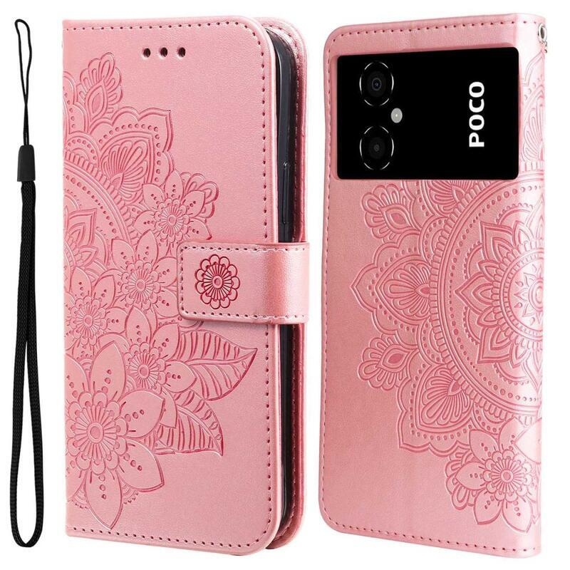 Mandala PU bőr pénztárca tok Xiaomi Poco M4 5G - rózsa