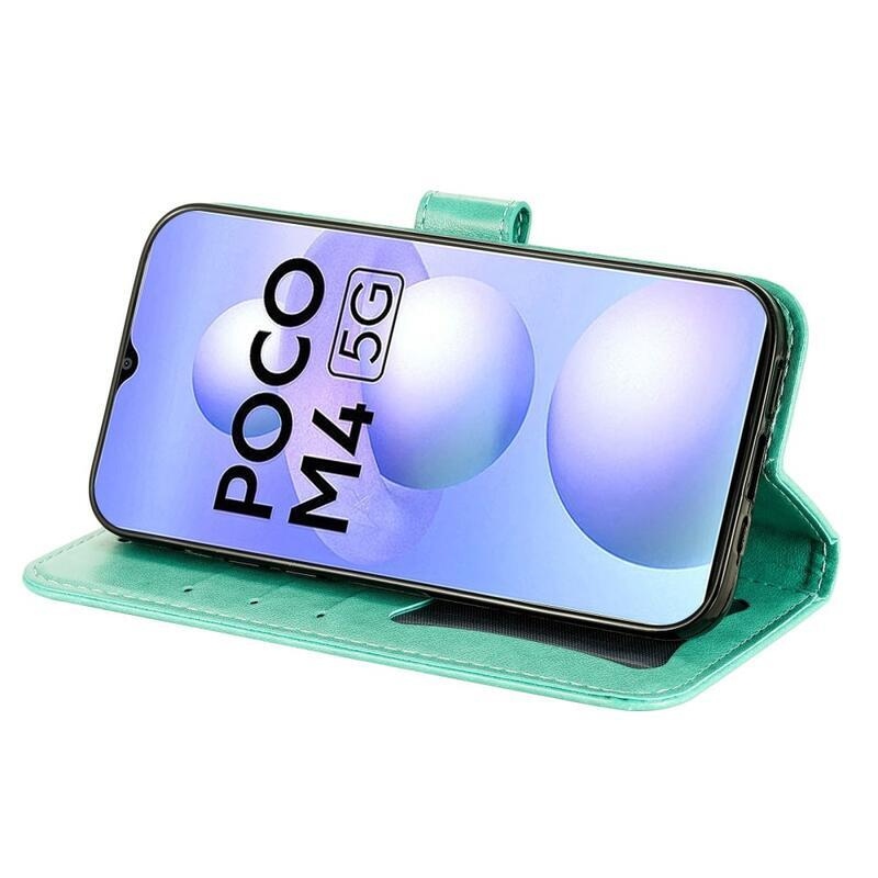 Mandala PU bőr pénztárca tok Xiaomi Poco M4 5G - zöld