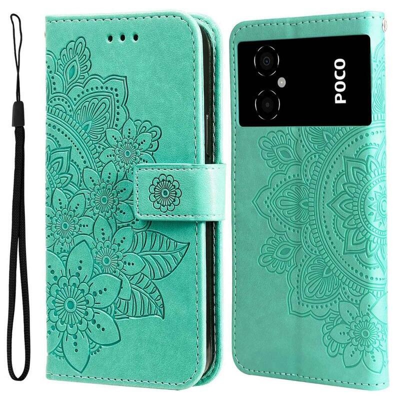 Mandala PU bőr pénztárca tok Xiaomi Poco M4 5G - zöld
