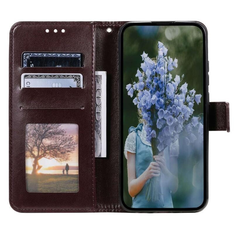 Mandala PU bőr pénztárca tok Xiaomi Poco X4 GT-hez - barna