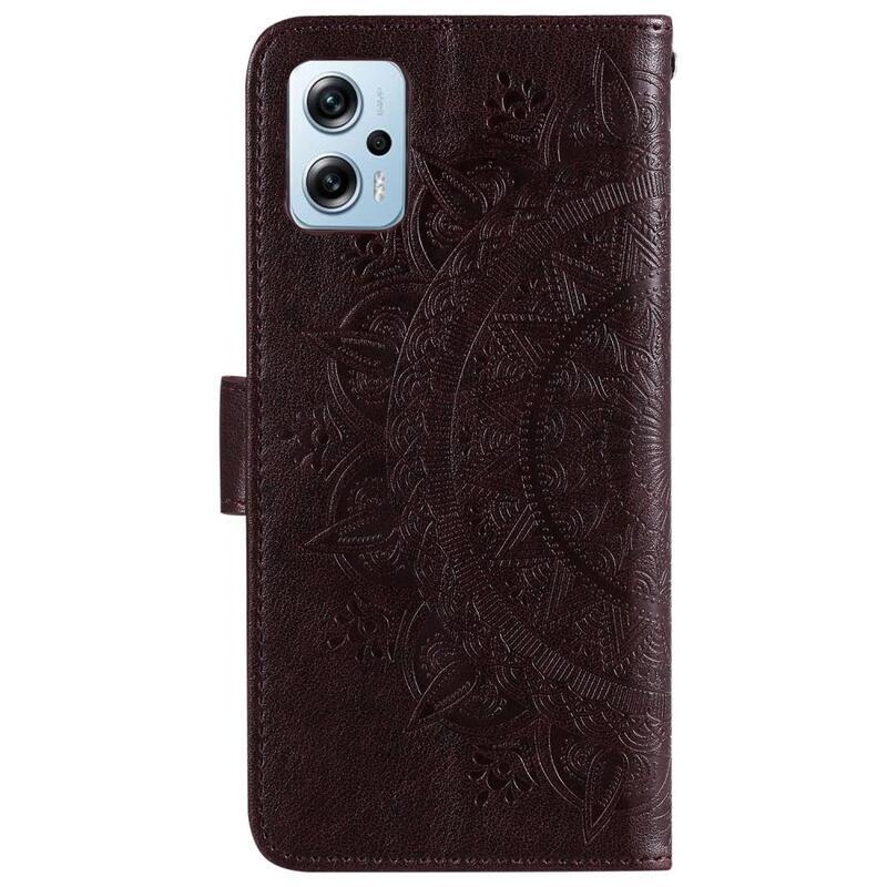 Mandala PU bőr pénztárca tok Xiaomi Poco X4 GT-hez - barna
