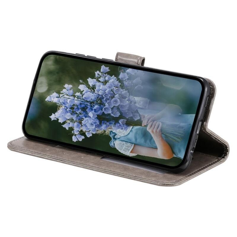 Mandala PU bőr pénztárca tok Xiaomi Poco X4 GT-hez - szürke