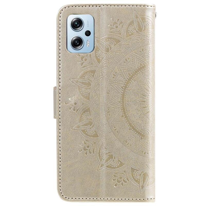 Mandala PU bőr pénztárca tok Xiaomi Poco X4 GT-hez - arany színben