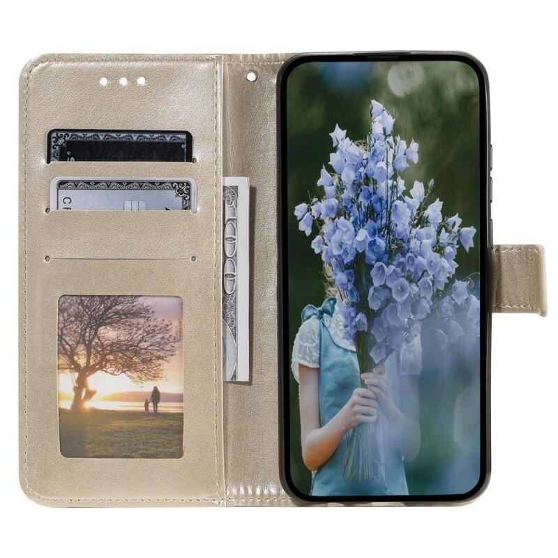 Mandala PU bőr pénztárca tok Xiaomi Poco X4 GT-hez - arany színben
