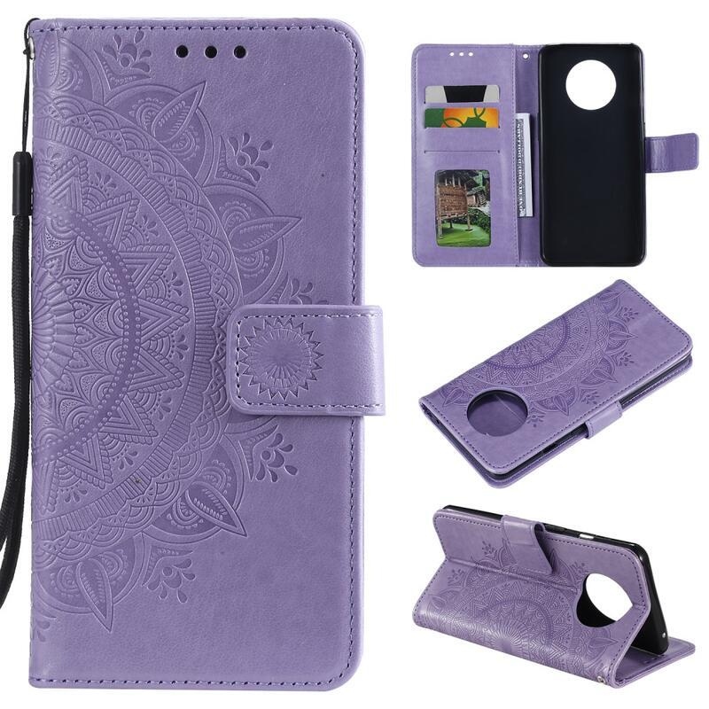 Mandala PU bőr pénztárca tok Xiaomi Redmi Note 9T 5G-hez - lila