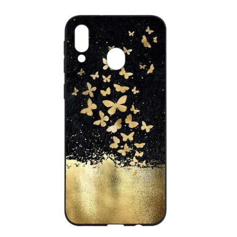 Matt zselés tok Samsung Galaxy A30-hoz - arany pillangó