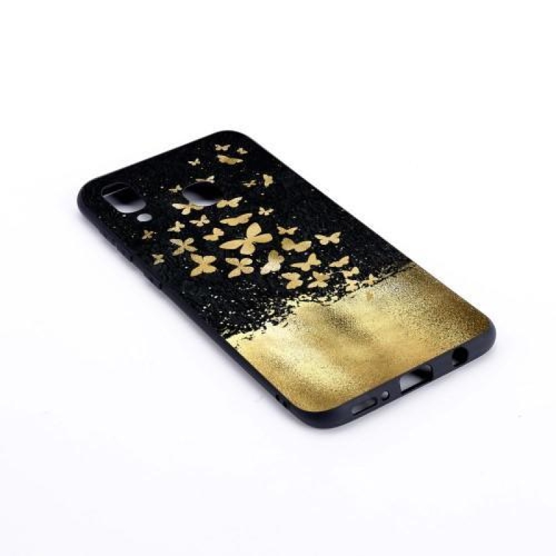 Matt zselés tok Samsung Galaxy A30-hoz - arany pillangó