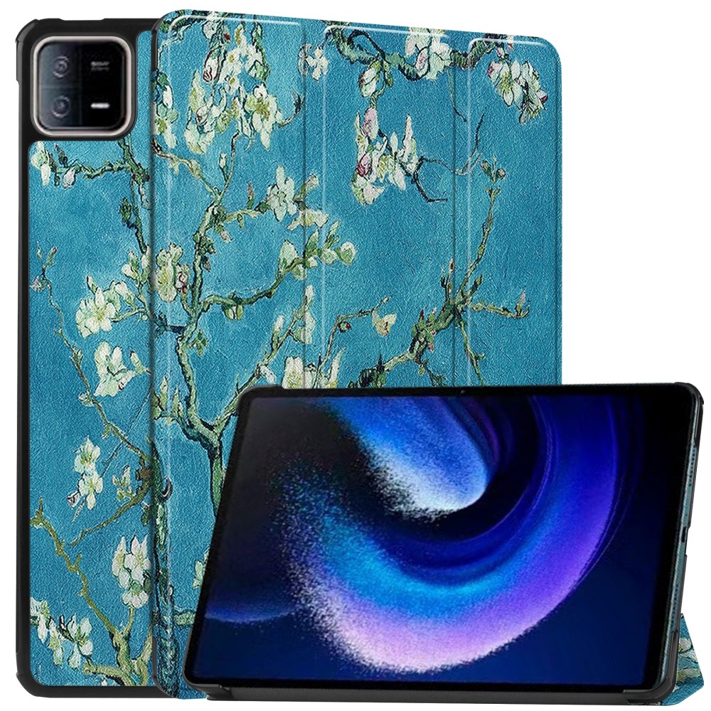 Nyomtatás intelligens záró tok Xiaomi Pad 6 - fehér virágok