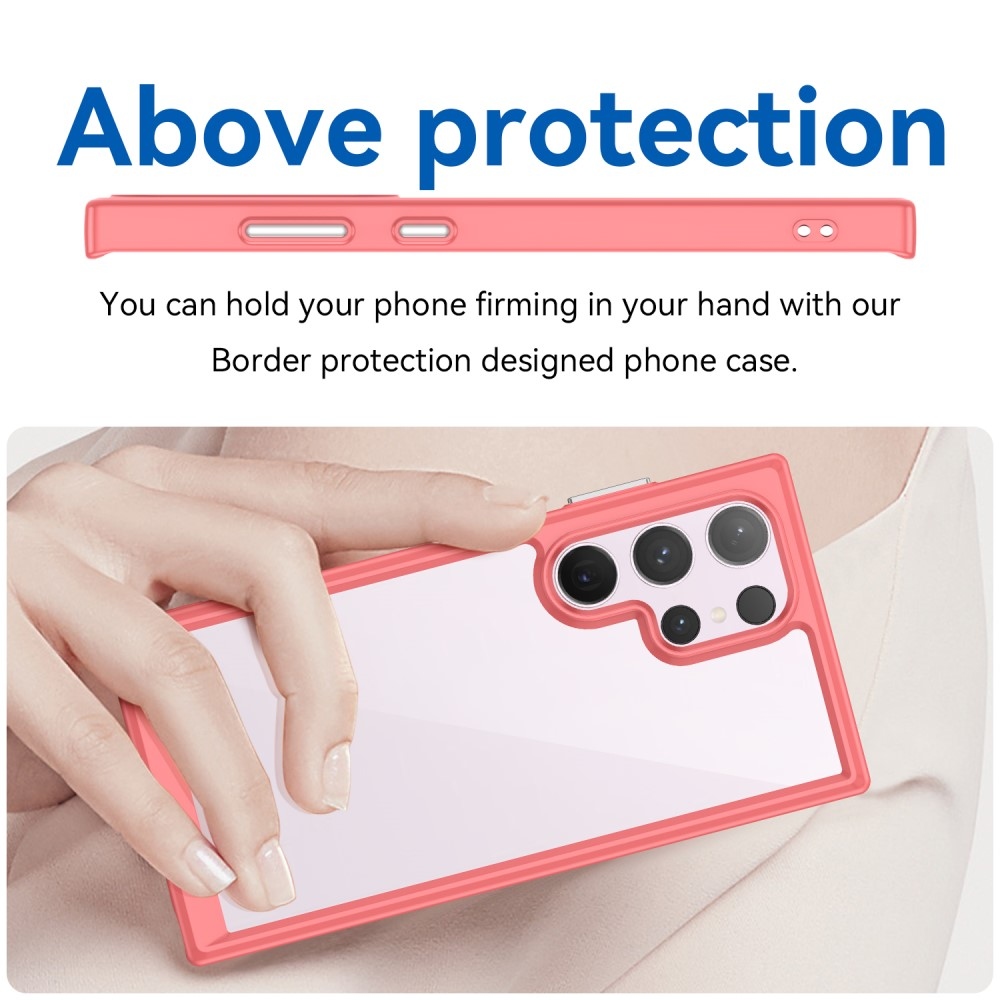 Gél tok kemény hátlappal Samsung Galaxy S24 Ultra készülékhez - piros
