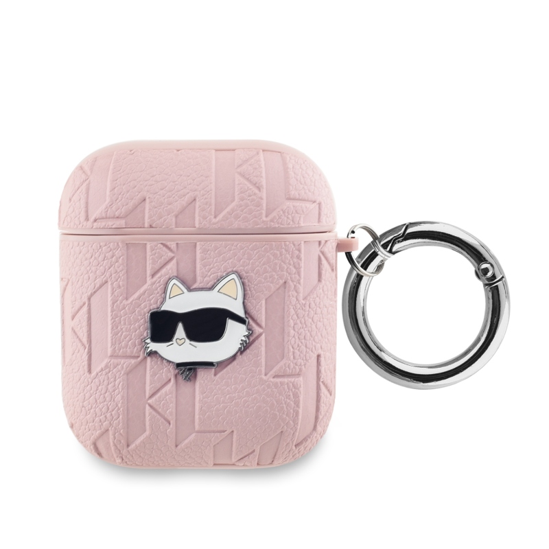 Karl Lagerfeld PU dombornyomott Choupette fej tok az AirPods 1/2 rózsaszínhez