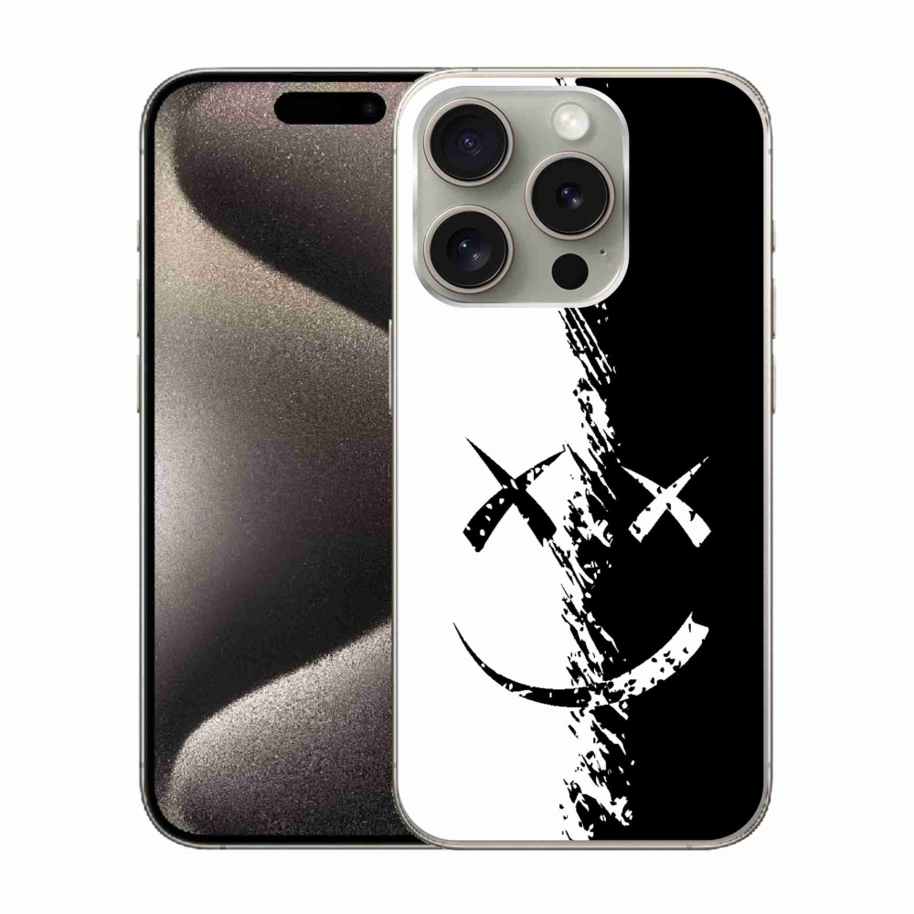 Zselés borítás mmCase iPhone 15 Pro készülékhez - fekete-fehér mosolygó