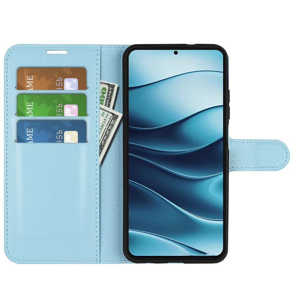 Litchi könyv tok Xiaomi Redmi Note 14 5G-hez - kék