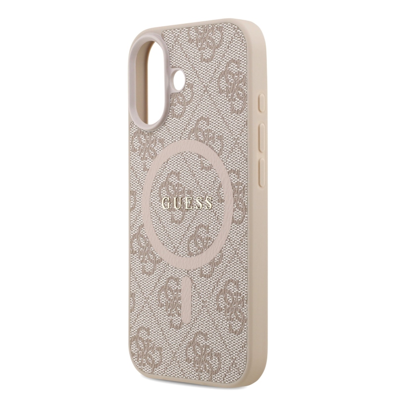 Guess PU bőr 4G színes gyűrűs MagSafe hátlap iPhone 17 rózsaszínhez