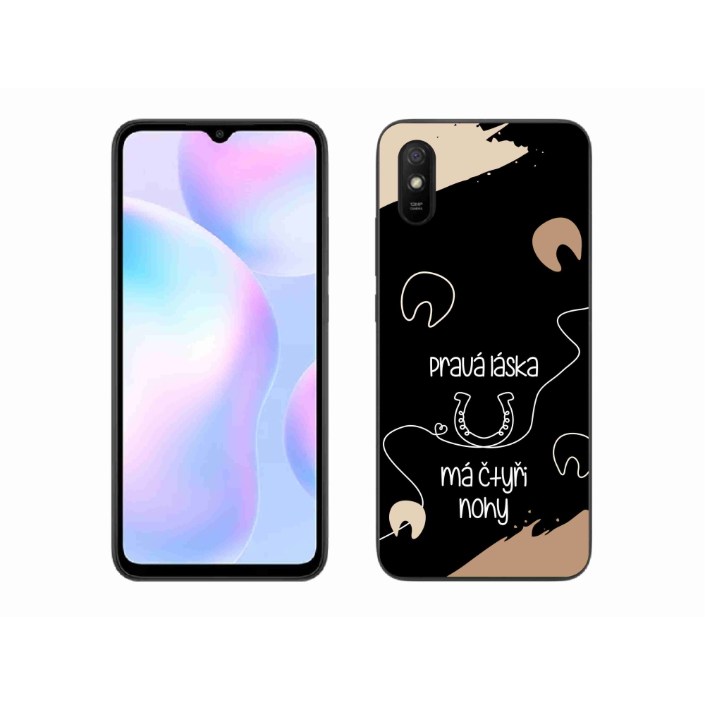 Gél borítás mmCase a Xiaomi Redmi 9A számára - ló motívum fekete háttérrel