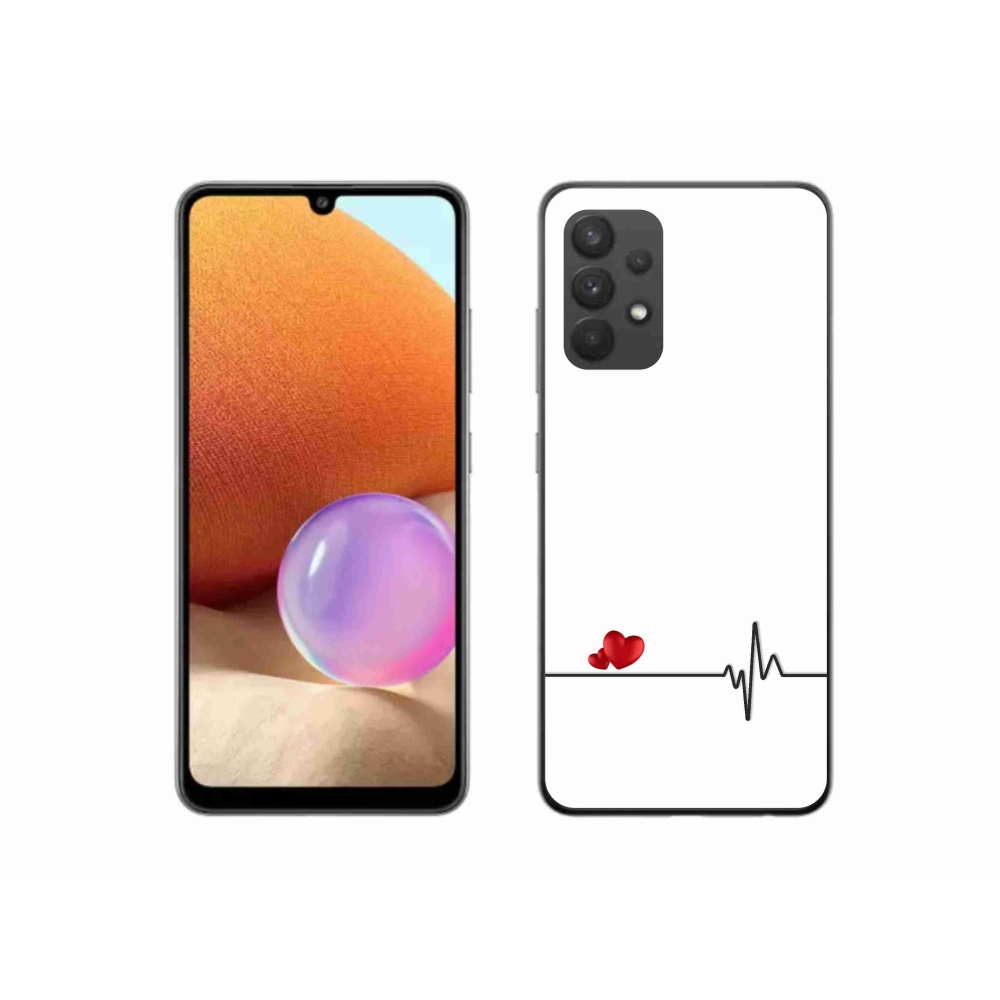Gél borítás mmCase Samsung Galaxy A32 4G - szív és szívverés fehér háttérrel