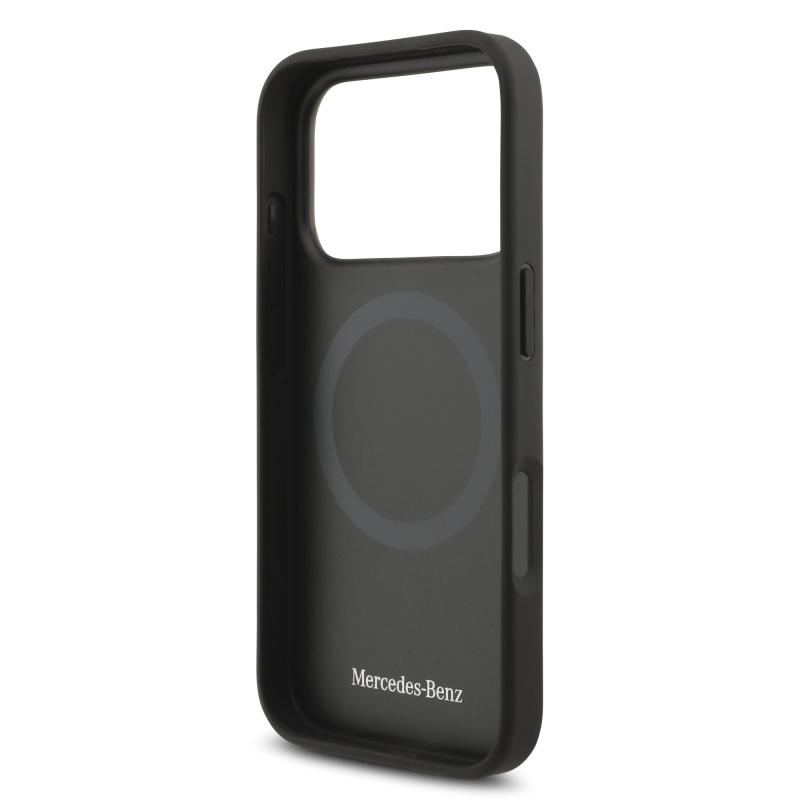 Mercedes bőr nagy Lauer Levelek MagSafe hátlap iPhone 17 Pro fekete színű hátlaphoz
