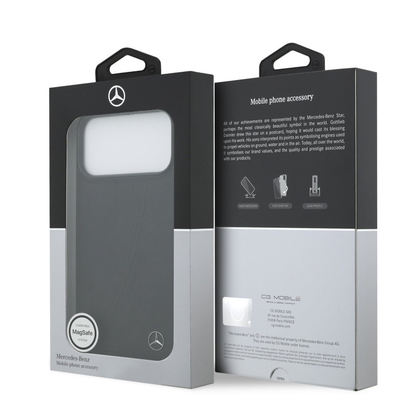 Mercedes Bőr nagy Lauer Levelek MagSafe hátlap iPhone 17 Pro Max-hoz Fekete