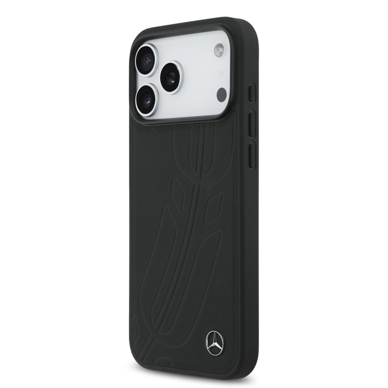Mercedes Bőr nagy Lauer Levelek MagSafe hátlap iPhone 17 Pro Max-hoz Fekete