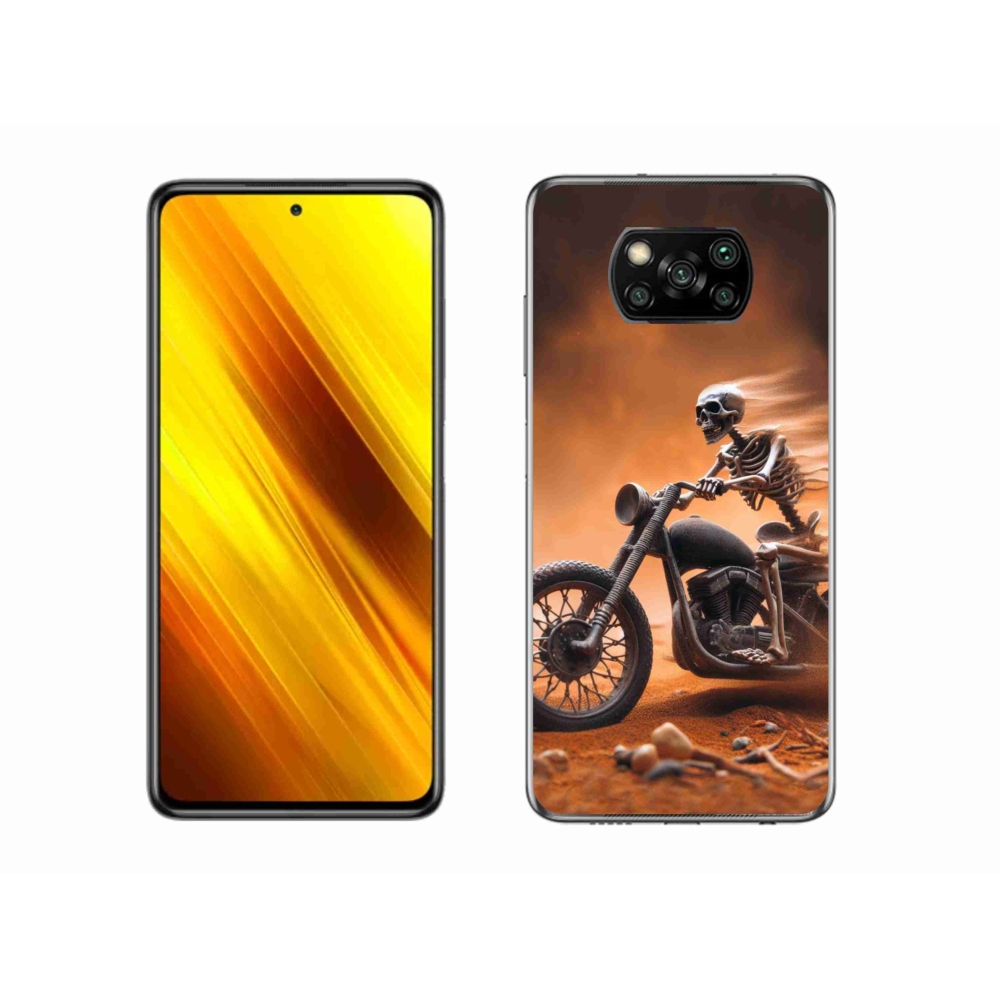 Gél borítás mmCase a Xiaomi Poco X3 Pro számára - csontváz egy motorkerékpáron