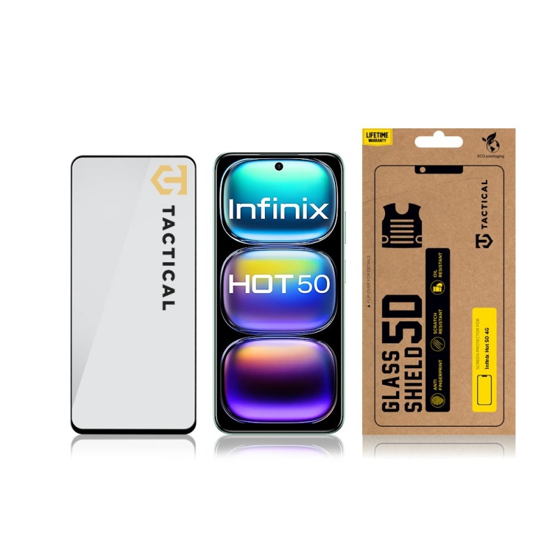 Taktikai üvegpajzs 5D üveg az Infinix Hot 50 4G fekete készülékhez