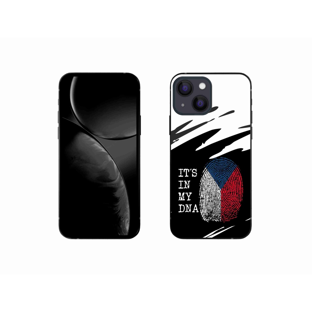 Zselés borítás mmCase iPhone 13 mini 5.4 - zászlós ujjlenyomat fekete és fehér háttérrel