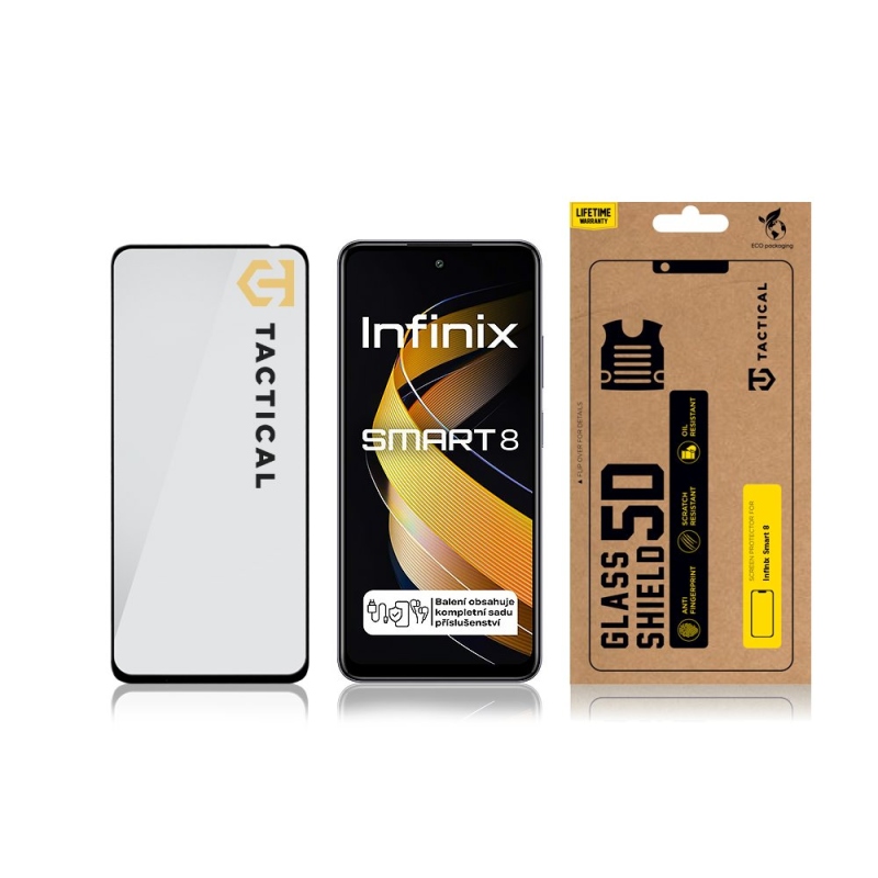 Taktikai üvegpajzs 5D üveg az Infinix Smart 8 fekete készülékhez