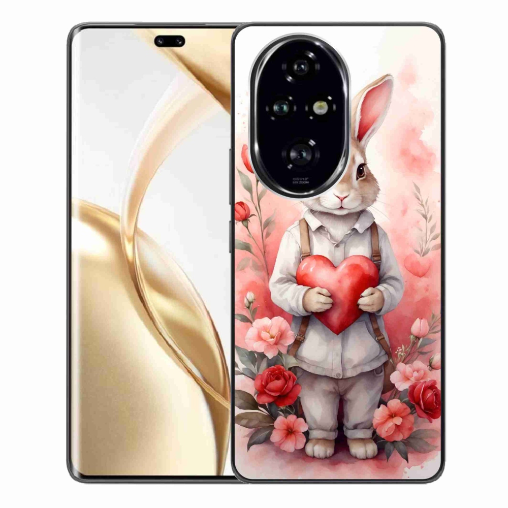 Zselés borítás mmCase a Honor 200 Pro 5G számára - nyúl szívvel