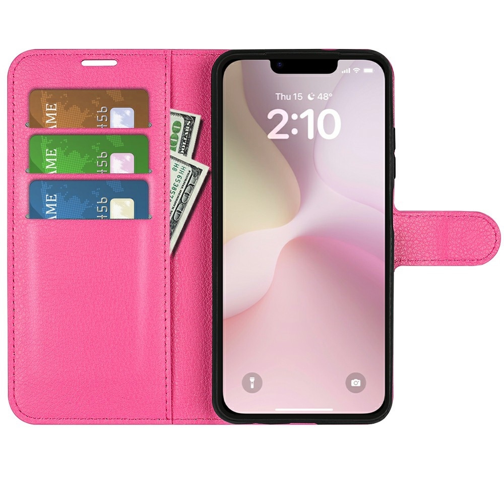 Litchi könyv tok iPhone 16e készülékhez - rózsaszínű