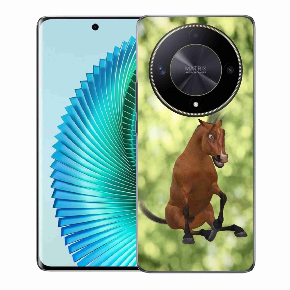 Zselés borítás mmCase a Honor Magic 6 Lite 5G számára - barna rajzfilm ló 1