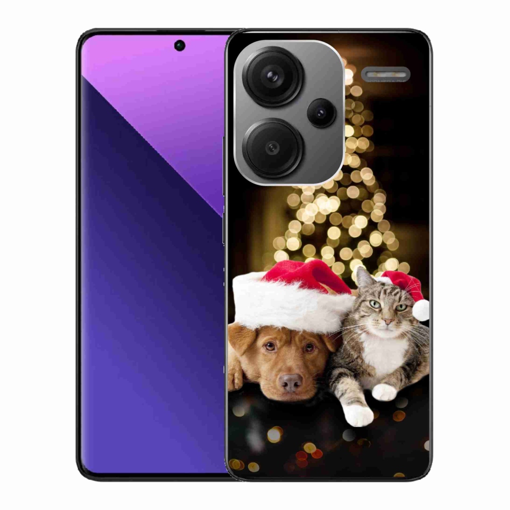 Gél borító mmCase a Xiaomi Redmi Note 13 Pro+ 5G - Karácsonyi kutya és macska számára