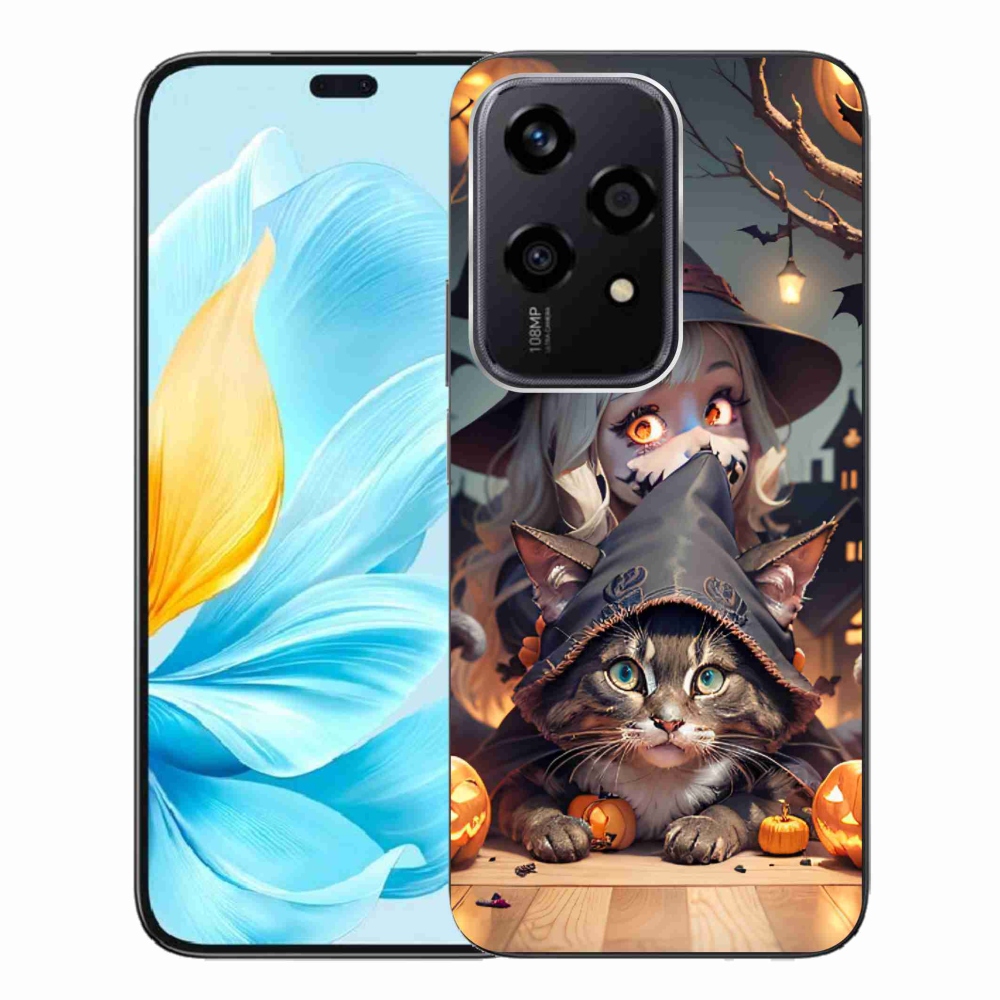 Zselés borítás mmCase a Honor 200 Lite 5G számára - boszorkány macskával