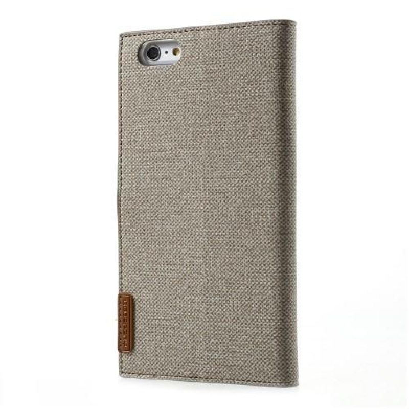 Stílusos PU bőr tok iPhone 6s Plus és 6 Plus készülékhez - khaki színű