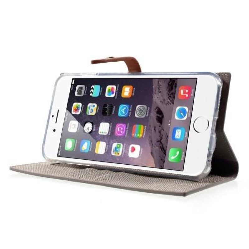 Stílusos PU bőr tok iPhone 6s Plus és 6 Plus készülékhez - khaki színű