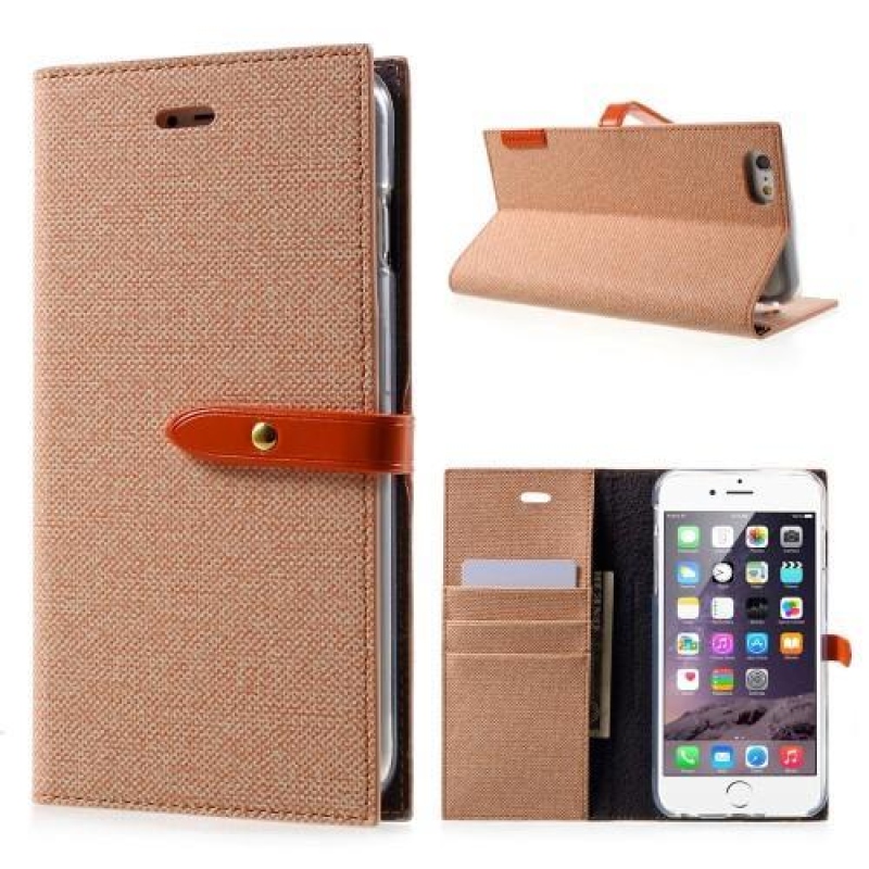 Elegáns PU bőr tok iPhone 6s Plus és 6 Plus készülékhez - narancssárga színben