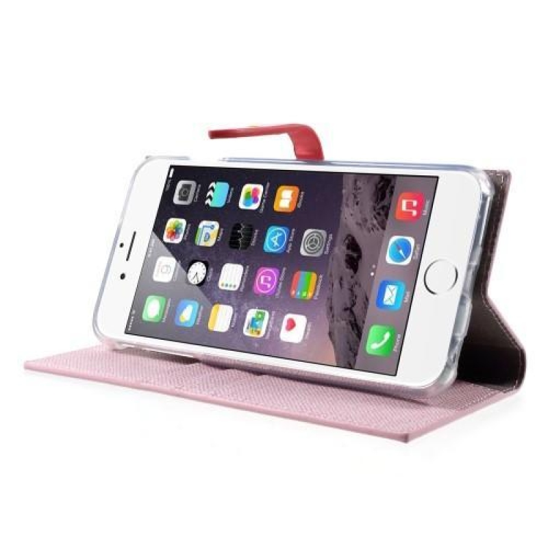 Stílusos PU bőr tok iPhone 6s Plus és 6 Plus készülékhez - rózsaszín