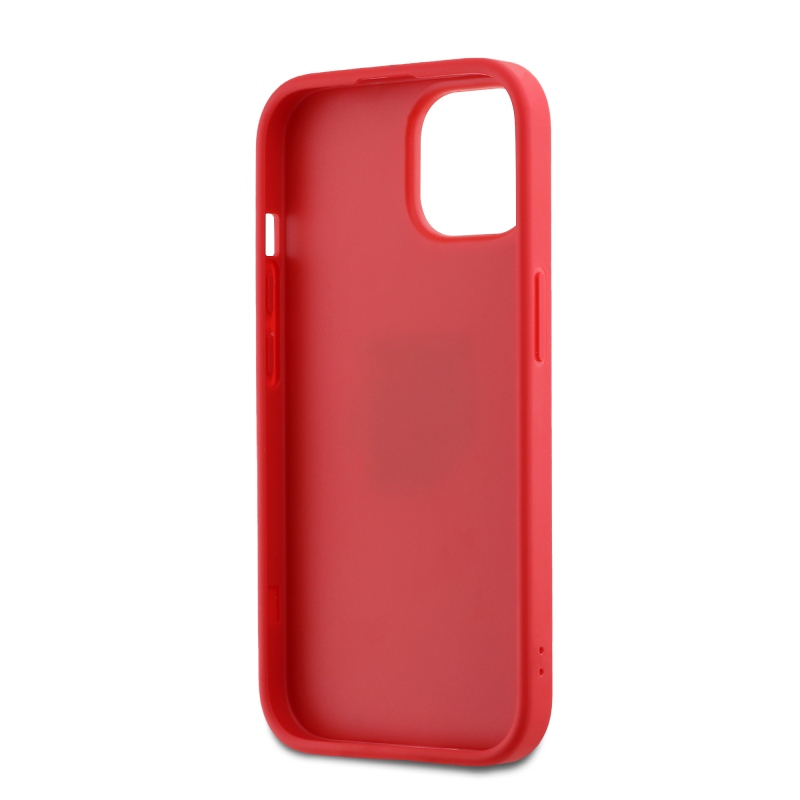 DKNY PU bőr Stack Logo csuklópánt hátlapi borító iPhone 13-hoz Piros