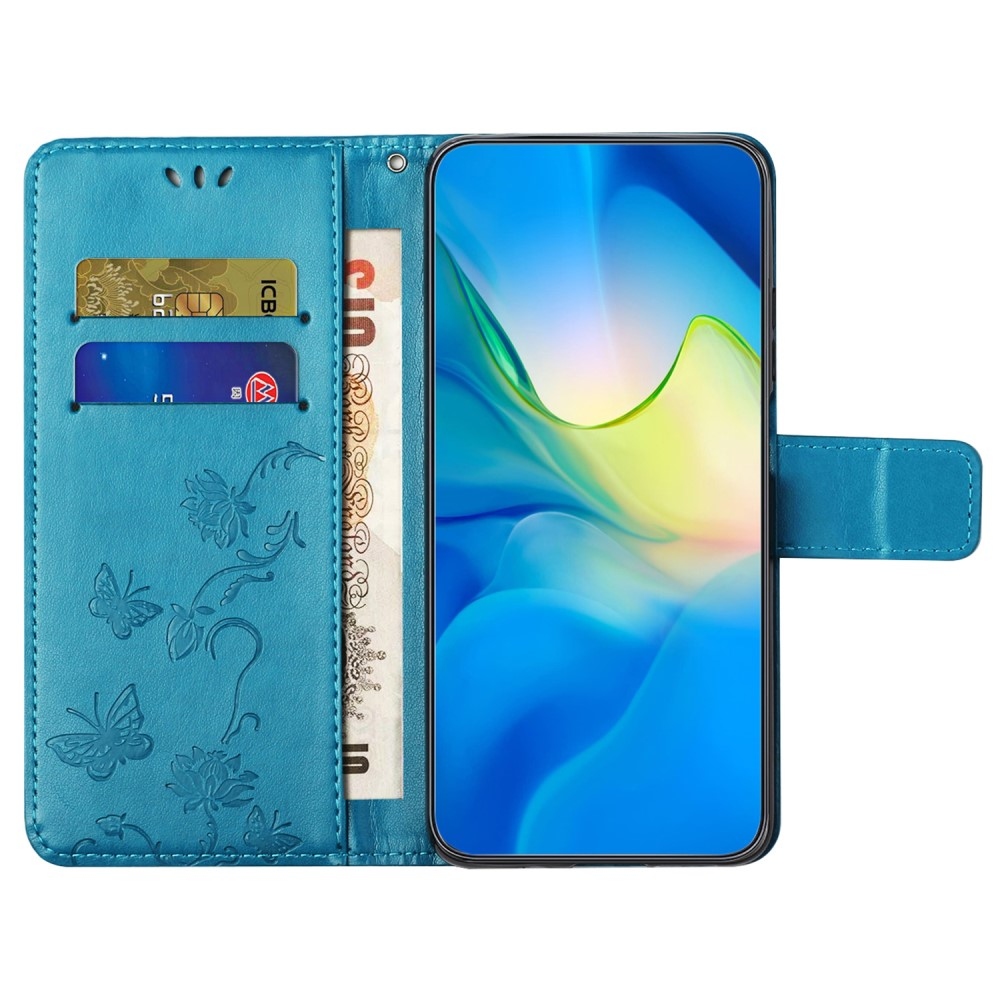 Virágos könyv tok Samsung Galaxy A05s készülékhez - kék