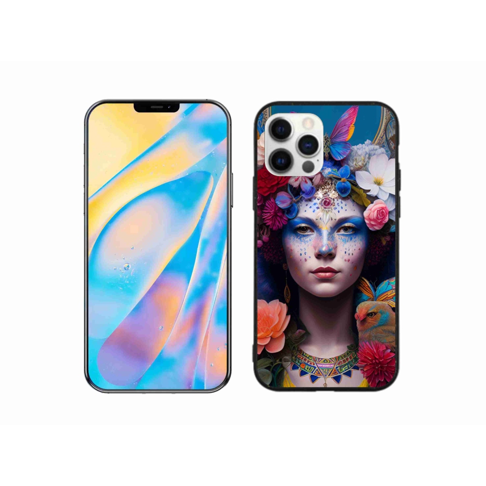 Gél borítás mmCase iPhone 12 készülékhez - nő virágokkal