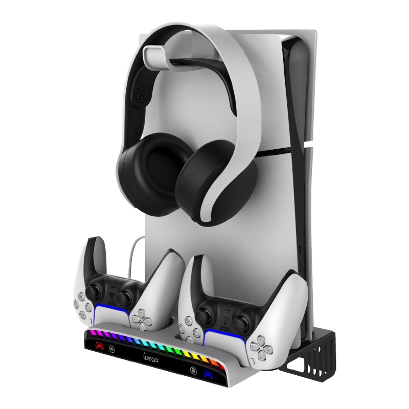 iPega P5S011 fali tartó PS5/PS5 Slim PS5 vezérlőhöz kettős töltő dokkolóval