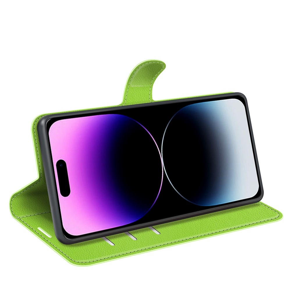 Litchi könyvtáska iPhone 15 Pro készülékhez - zöld