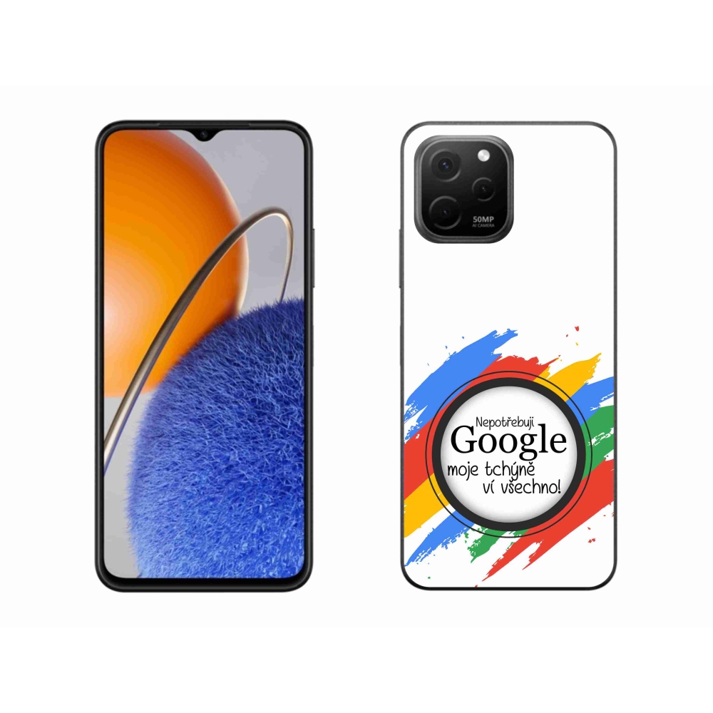 Gél borító mmCase a Huawei Nova Y61-en - anyós mindent tud fehér háttérrel