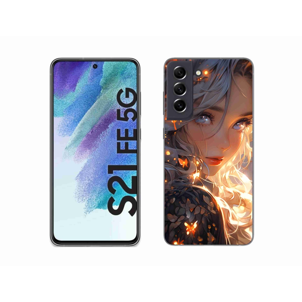 Gél borítás mmCase Samsung Galaxy S21 FE 5G - lány és pillangók