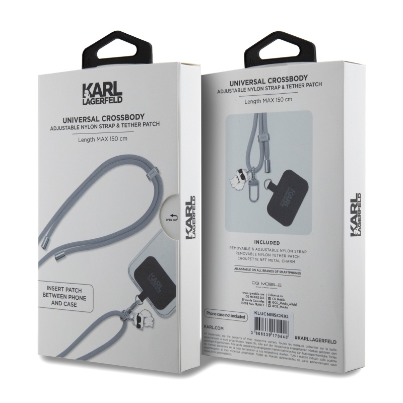 Karl Lagerfeld univerzális keresztpántos pántos zsinór és Choupette tűk szürke