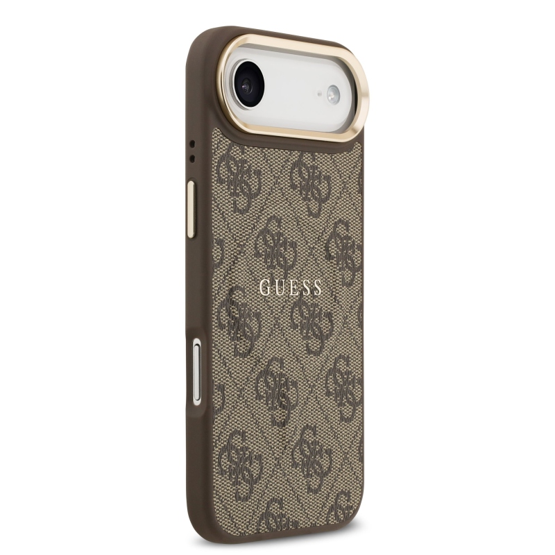 Guess PU bőr 4G arany keret MagSafe hátlap iPhone Air barna borítóhoz