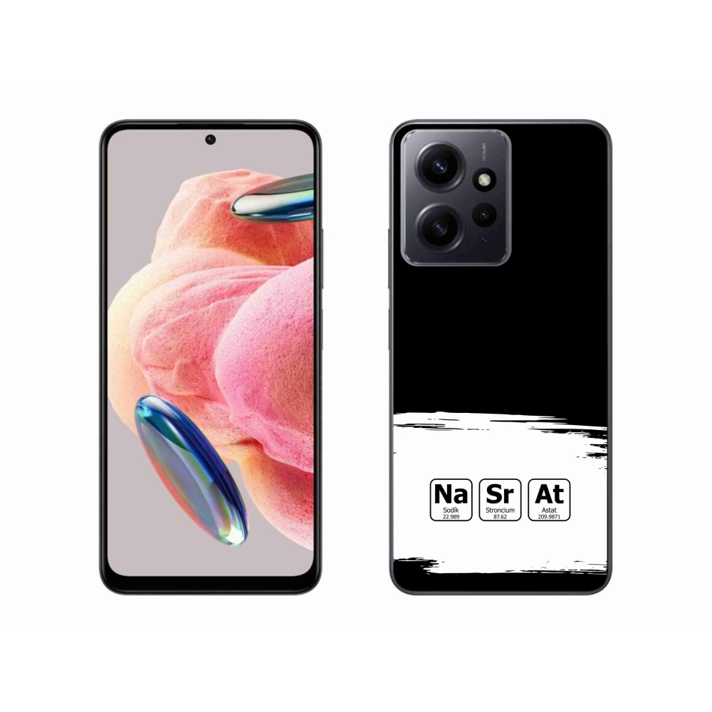 Gél borító mmCase a Xiaomi Redmi Note 12 4G - kémiai elemek fehér és fekete háttérrel