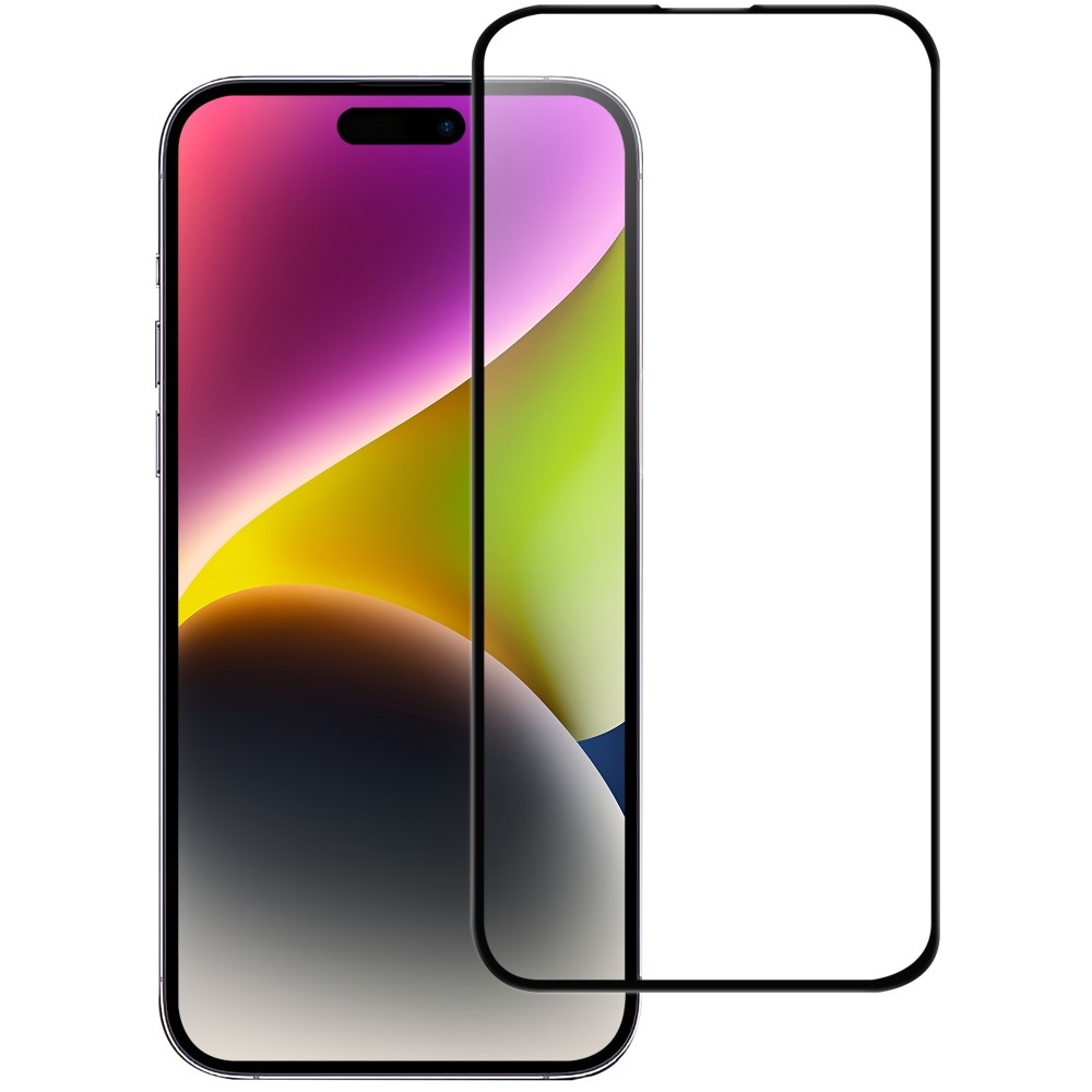 Teljes képernyő edzett üveg iPhone 15 Pro készülékhez - fekete