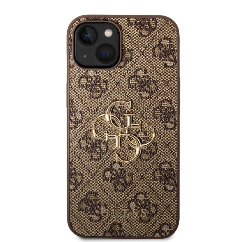 Guess PU 4G fém logós hátlap iPhone 15-hez Barna
