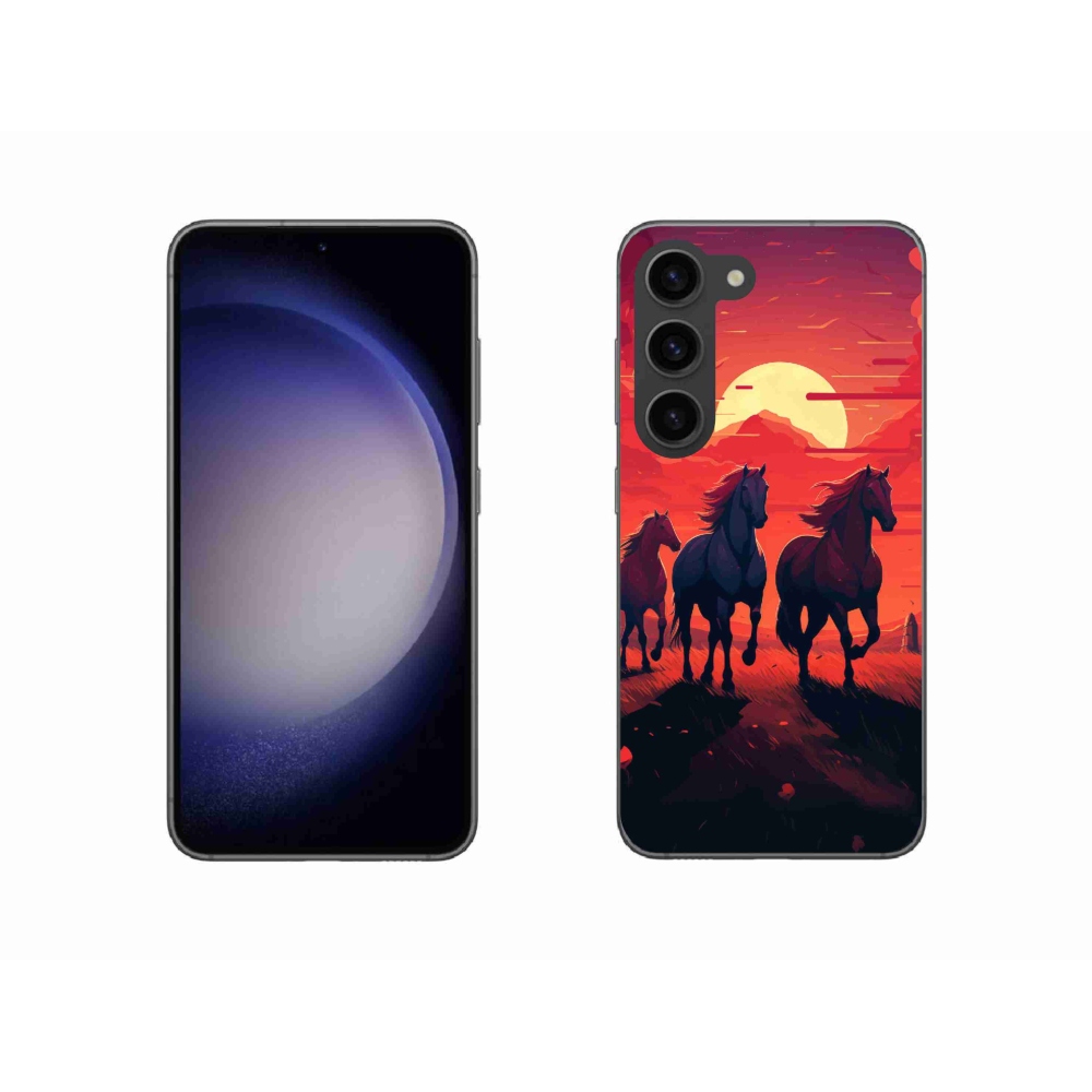 Gél borítás mmCase Samsung Galaxy S23 5G - lovak és naplemente