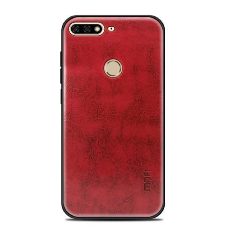 MOF gél borítás PU bőr hátlappal a Honor 7C-hez - piros