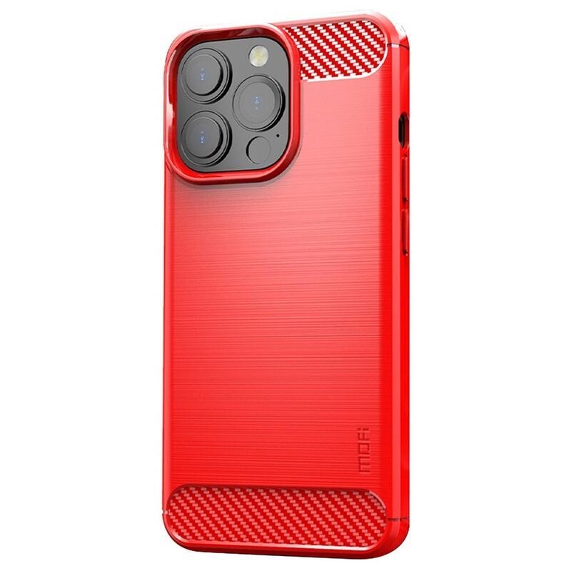 Mofi tartós, texturált zselés tok iPhone 14 Pro Max 6.7 készülékhez - piros